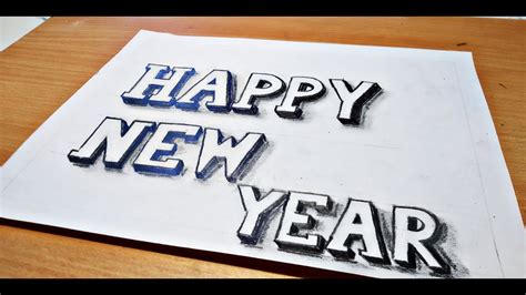 Happy New Year 2019 3d Drawing How To Draw 3d Letters Easily