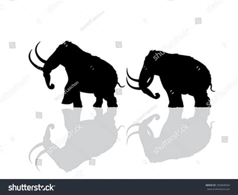 Wooly Mammoth Silhouettes Over White Background Stock Vector Royalty