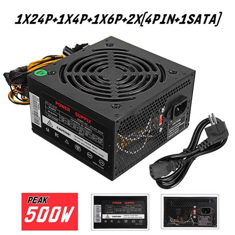 500w Psu Pfc Silent Fan Atx 24pin Sata Computer Gaming Power Supply For