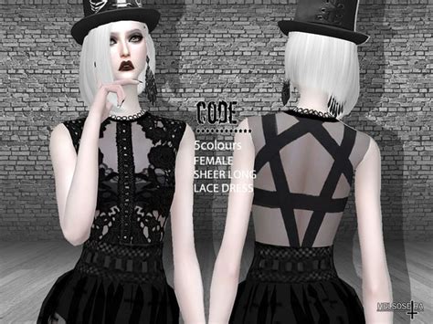 Code Gothic Sheer Lace Dress By Helsoseira At Tsr Sims 4 Updates