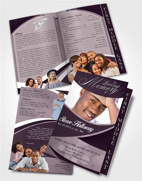 2 Page Graduated Step Fold Funeral Program Template Brochure Remarkable