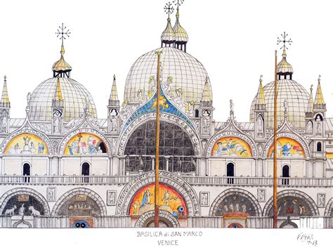 Venice Cathedral Italy Pen And Pencil Drawing For Prints Go To