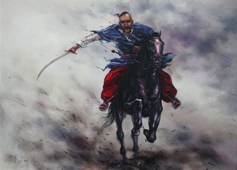 Picture With A Rider Cossack Art A Warrior On Horseback Etsy