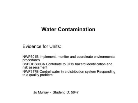 water contamination evidence ppt