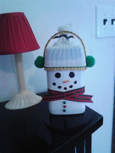 Snowman Made Out Of Baby Cereal Container Christmas Crafts