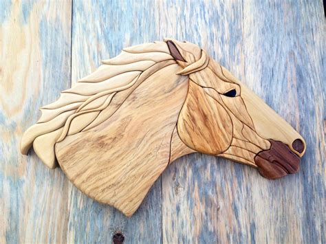 Mustang By Woodenmann On Etsy Intarsia Wood Wooden Art