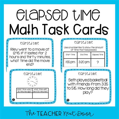 3rd Grade Elapsed Time Task Cards Elapsed Time Math Center The