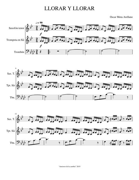 Llorar Y Llorar Sheet Music For Trombone Saxophone Tenor Trumpet In B