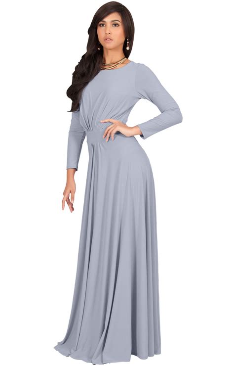Long Sleeve Flowy Modest Empire Waist Maxi Dress Gown Abaya Nt009