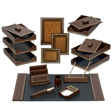 Florentine Leather Desk Set Brown Desk Organizer Set Office