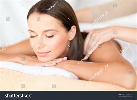 Health Beauty Resort And Relaxation Concept Beautiful Woman With Closed Eyes In Spa Salon