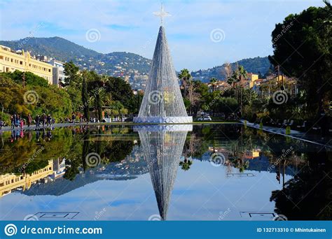 Christmas Tree On The Promenade Du Paillon Of Nice City France