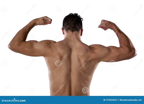 Rear View Of Sports Person Flexing Muscles Stock Image Image Of