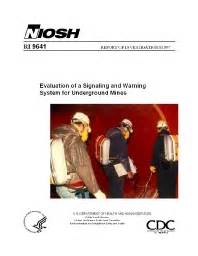 CDC Mining Evaluation Of A Signaling And Warning System NIOSH