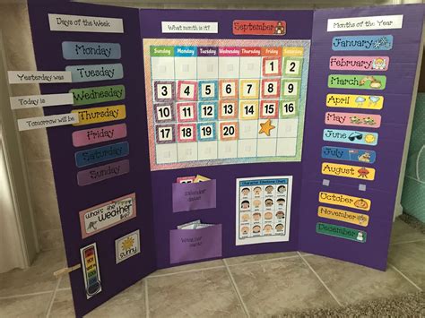 Days of the week chart. DIY Preschool Calendar | twoplusmeandyou.com