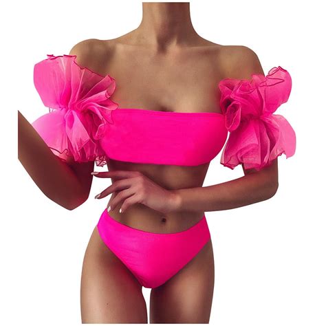 new in mesh ruffle swimsuit female sexy bandeau bikini 2023 strapless swimwear women high waist
