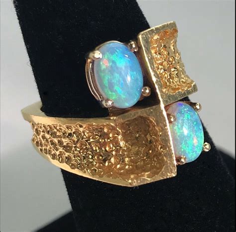 14k Gold And Opal Ring Unique High Quality Mid Century Modern Etsy
