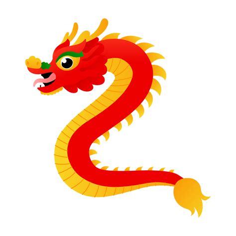Red Chinese Dragon In Cartoon Childish Style For Lunar New Year
