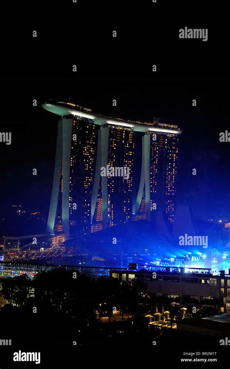 Marina Bay Sands In Singapore Overlooked The Blue Glow Of The Opening