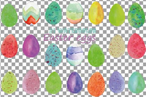 Watercolor Easter Eggs Colorful Clip Art Pack Printable Hand Etsy
