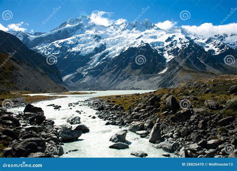 Beautiful View Of Snow Mountain During Walk To Mount Cook South Island
