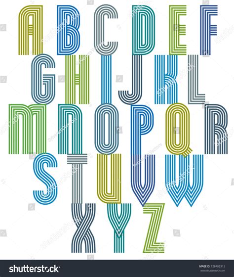 Retro Style Stripe Trendy Font Geometric Elegant Letters Vector