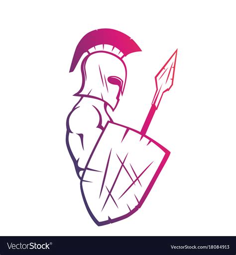 Spartan With Spear And Shield Warrior In Helmet Vector Image