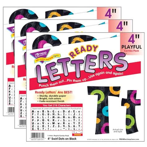 Trend Enterprises 4 Swirl Dots On Black Playful Combo Ready Letters