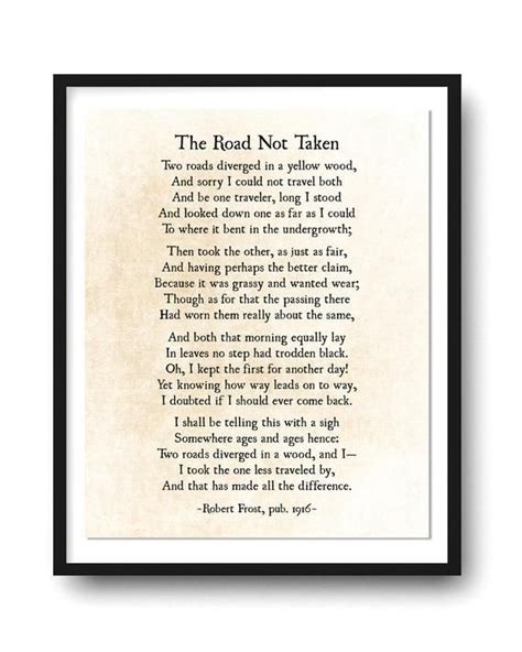 Robert Frost Poem Art Print The Road Not Taken Poem Poster Poster Images