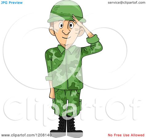 Cartoon Of A Saluting Soldier Royalty Free Vector Clipart By Bnp