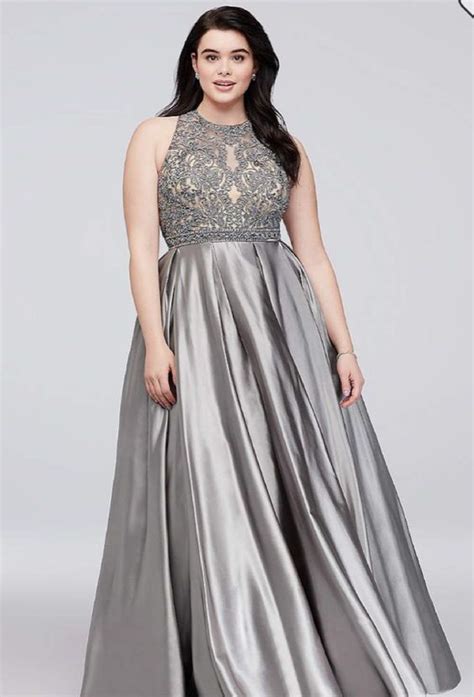 Silver Plus Size Formal Dresses And Gowns For Curvy Women Attire Plus