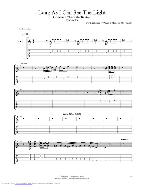 Long As I Can See The Light Guitar Pro Tab By Creedence Clearwater