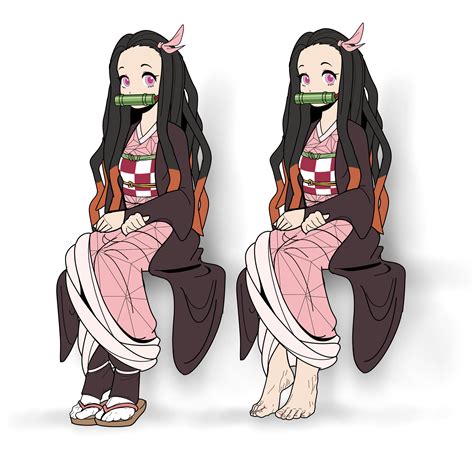 Nezuko With And Without Sandals By Pawfeather On Deviantart