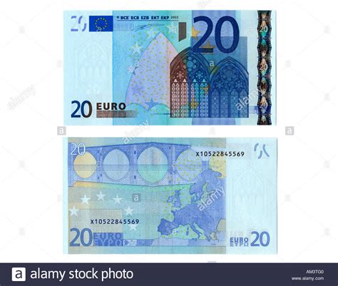 Euroscheine als scheck,.den man natürlich nicht wirklich einlösen kann. Front and back side of the Twenty Euro bank note Stock ...