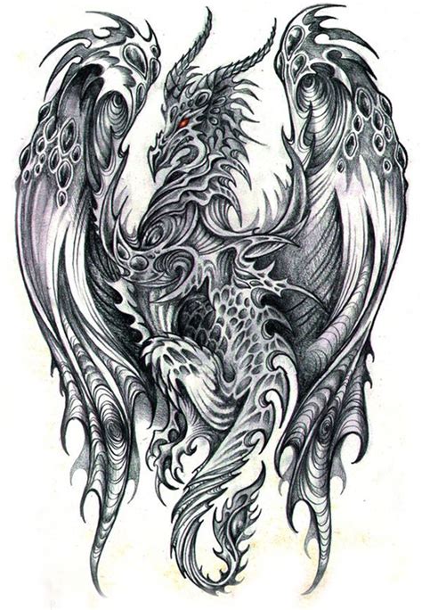 Excellent Pencil Drawings Of Dragon