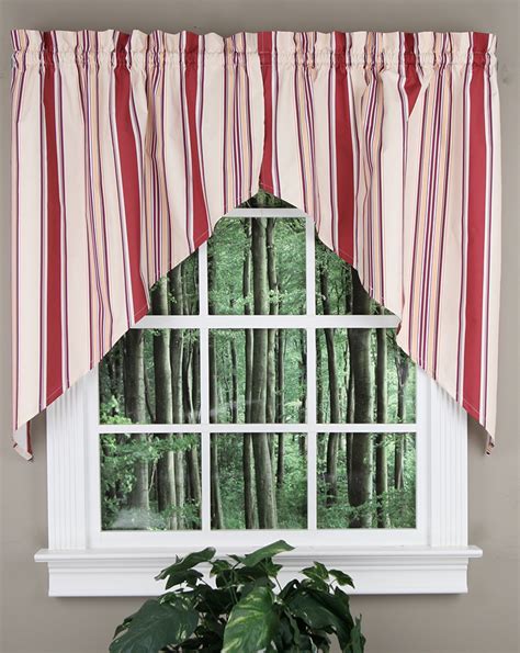 Concord Stripe Lined Curtain Swags Burgundy Curtains