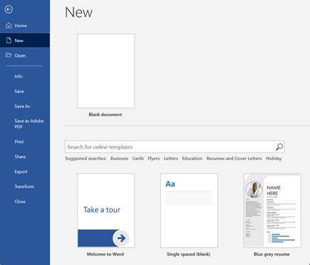 Creating A New Document In Ms Word