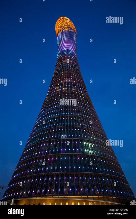 The Aspire Tower The Torch Doha Building Doha Qatar Stock Photo Alamy