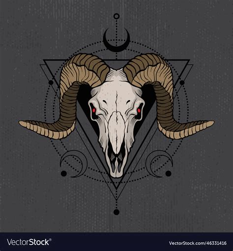 Ram Skull With Decorative Elements Tattoo Sketch Vector Image