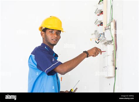 Indian Male Electrician Stock Photo Alamy