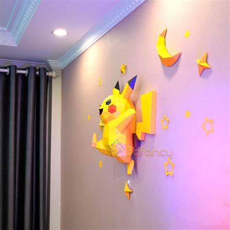 DIY Papercraft PDF SVG Template For Creating 3D Pikachu Wall Etsy