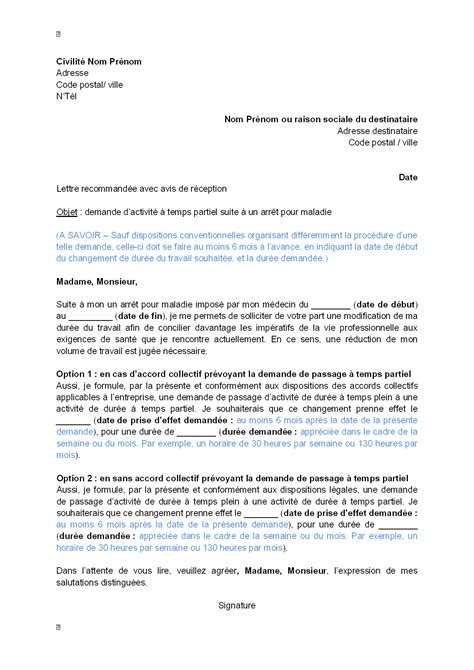 Letter Of Application Modele De Lettre Travail A 80 Pour Cent