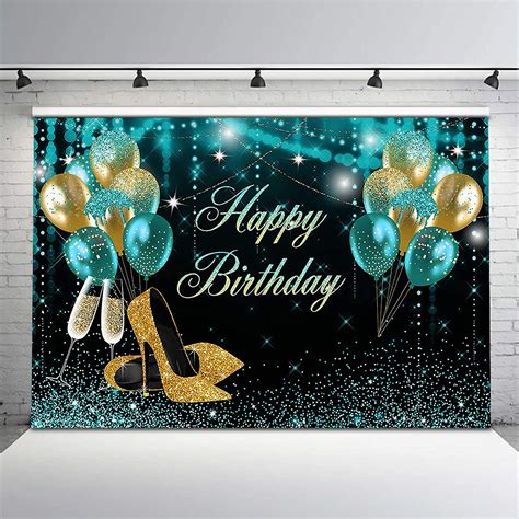 Buy Avezano Teal And Gold Birthday Backdrop Teal Balloons Gold Heels