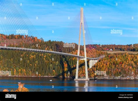 Cable Stayed Bridge In Norway Skarnsund Bridge Stock Photo Alamy