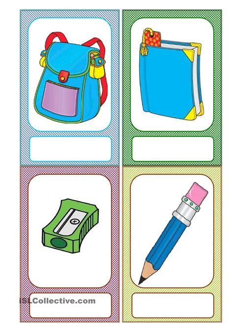 School Objects Flashcards Flashcards Flashcards For Kids English