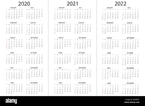 2020 2021 2022 Calendars