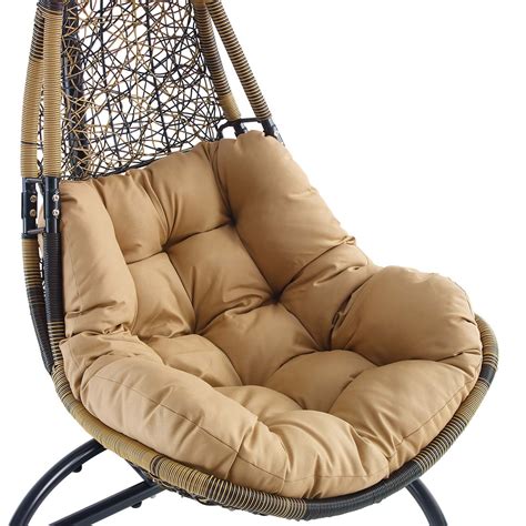 Abate Outdoor Patio Swing Chair With Stand Black Mocha Eei 2276 Blk Moc