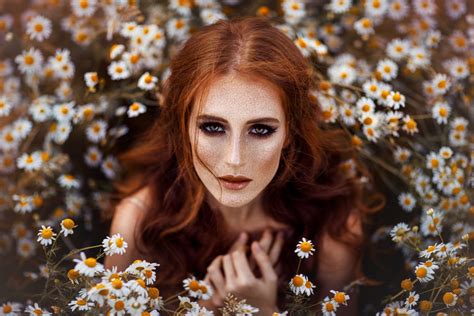 Download Redhead Freckles Woman Model Hd Wallpaper By Melanie Dietze