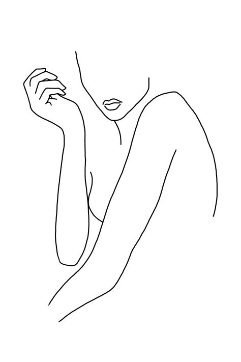 Minimalist Woman One Line Art Drawing Digital Illustration
