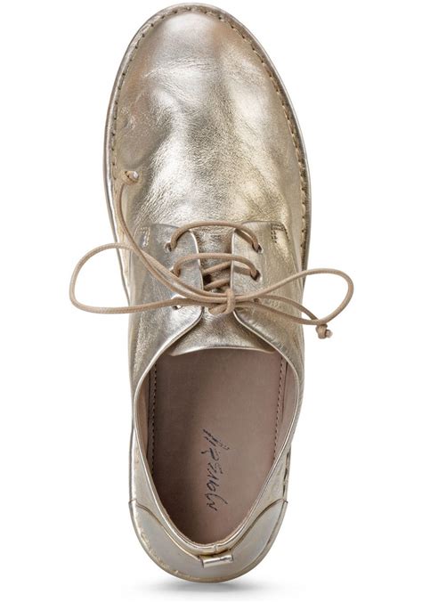 Marsèll Womens Fashion Round Toe Lace Ups Shoes In Platinum Laminated